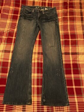 South Peak Women's Navy Bootcut Jeans with Faded Detail
